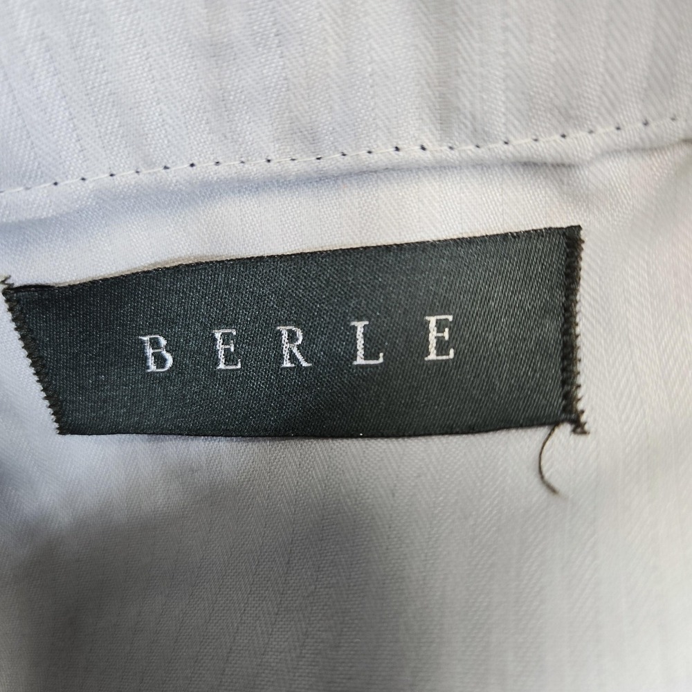 BERLE Suit Pants Mens 40x32 Blue Cotton Blend Classic Straight Belted Fit - Picture 7 of 12